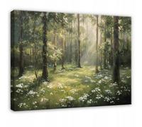 Wallarena Printed Canvas Wall Art Forest Green Nature Home Decor Paintings Living Room 100X70 Cm