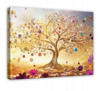 Wallarena Printed Canvas Wall Art Gold Tree Abstrakt Home Decor Paintings Kitchen Bedroom 60X40 Cm