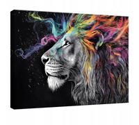 Wallarena Printed Canvas Wall Art Lion Abstraction Home Decor Paintings Bedroom 60X40 Cm