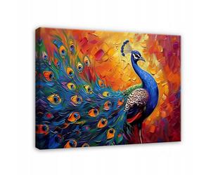 Wallarena Printed Canvas Wall Art Peacock Abstrakt Home Decor Paintings Kitchen Bedroom 100X70 Cm