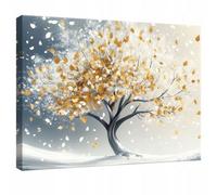 Wallarena Printed Canvas Wall Art Tree Abstrakt Gold Home Decor Paintings Kitchen 120X80 Cm