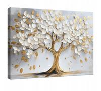 Wallarena Printed Canvas Wall Art Tree Abstrakt Gold Home Decor Paintings Kitchen Bedroom 100X70 Cm