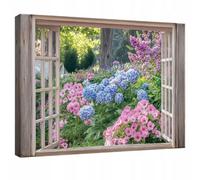 Wallarena Printed Canvas Wall Art Window 3D Nature Home Decor Paintings Kitchen Bedroom 120X80 Cm