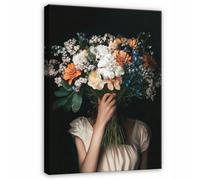 Wallarena Printed Canvas Wall Art Woman Flowers Large Pictures Wall Home Decor 100X70 Cm