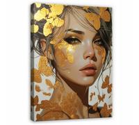 Wallarena Printed Canvas Wall Art Women Gold Home Decor Paintings Living Room 120X80 Cm