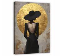 Wallarena Printed Canvas Wall Art Women Gold Home Decor Paintings Living Room 120X80 Cm
