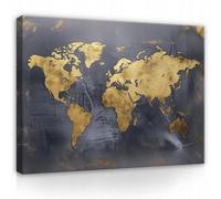 Wallarena Printed Canvas Wall Art World Map Home Decor Paintings Kids 100X70 Cm