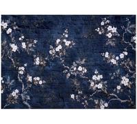 WallArena Textured Non-Woven Floral Wallpaper Mural - Navy - 312 x 219 cm | High-quality non-woven wallpaper, motif wallpaper for living room and bedroom: this non-woven photo wallpaper is perfect for
