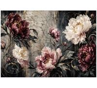 WallArena Textured Non-Woven Flowers Photo Wallpaper - Red - 312 x 219 cm | High-quality non-woven wallpaper, motif wallpaper for living room and bedroom: this non-woven photo wallpaper is perfect for
