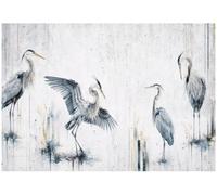WallArena Textured Photo Wallpaper Non-Woven Birds Grey 368 x 254 cm | High-quality non-woven wallpaper, motif wallpaper for living room and bedroom: this non-woven photo wallpaper is perfect for