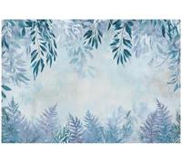 WallArena Textured Photo Wallpaper Non-Woven Leaves Blue 368 x 254 cm | High-quality non-woven wallpaper, motif wallpaper for living room and bedroom: this non-woven photo wallpaper is perfect for