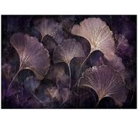 WallArena Textured Photo Wallpaper Non-woven Leaves Purple 368 x 254 cm | High-quality non-woven wallpaper, motif wallpaper for living room and bedroom: this non-woven photo wallpaper is perfect for