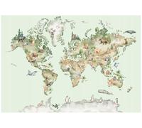 WallArena Vinyl Textured Photo Wallpaper World Map 312 x 219 cm