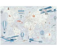 WallArena Vinyl Textured Photo Wallpaper World Map 416x254cm