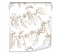 Wallarena Wallpaper For Living Room Bedroom Kitchen Beige Leaves Non-Woven Modern Rolle 10 M X 50 Cm + Paste