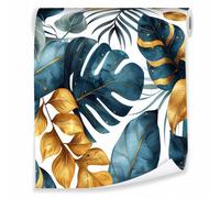Wallarena Wallpaper For Living Room Bedroom Kitchen Green Leaves Non-Woven Modern Rolle 10 M X 50 Cm + Paste