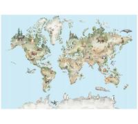 WallArena World Map Textured Vinyl Wall Mural 100 x 72 Inch