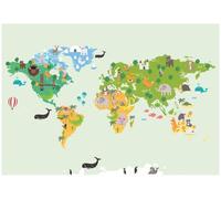 WallArena World Map Textured Vinyl Wall Mural 100 x 72 Inch