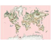 WallArena World Map Textured Vinyl Wall Mural 100 x 72 Inch