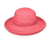 Wallaroo Hat Company Women’s Casual Traveler Sun Hat - UPF 50+, Wide Brim, Packable, Adjustable for Medium Crown Sizes, Canvas Coral, M