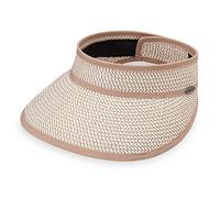 Wallaroo Hat Company Women’s Charlie Sun Visor - Wide Brim, Packable Design and Adjustable Sizing for Medium Crown Sizes, Ivory/Taupe, M