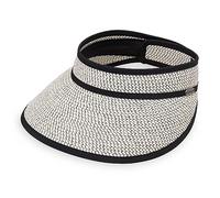 Wallaroo Hat Company Women’s Charlie Sun Visor - Wide Brim, Packable Design and Adjustable Sizing for Medium Crown Sizes, Ivory/Black, M