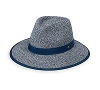Wallaroo Hat Company - Women’s Gabi Fedora - UPF 50+ UV Sun Protection, Ponytail Sun Hat, Packable, Adjustable, Medium Size, Navy Combo, M