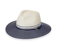 Wallaroo Hat Company Women’s Kristy Fedora - UPF 50+, Lightweight, Adjustable, Packable, Designed in Australia, Ivory/Navy