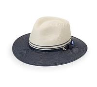Wallaroo Hat Company Women’s Petite Kristy Fedora - UPF 50+, Wide Brim, Packable, Adjustable Sizing for Smaller Crown Sizes, Ivory/Navy, S