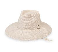 Wallaroo Hat Company Women’s Petite Sanibel Fedora - UPF 50+, Packable, Chin Strap, Adjustable Size for Smaller Crown Sizes, White/Beige, XS/S