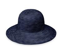 Wallaroo Hat Company Women’s Petite Scrunchie Sun Hat - UPF 50+, Ultra-Lightweight, Packable for Every Day, Designed in Australia, Navy/White Dots