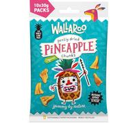 WALLAROO Organic Gently Dried Pineapple Chunks | 100% Pineapple | No Sugar or Preservatives | Vegan Dried Fruit Snack | Multipack 10x30g