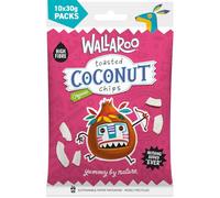 WALLAROO Organic Toasted Coconut Chips | 100% Coconut | No Sugar or Preservatives | High Fibre Vegan Keto Snack | Multipack 10x30g