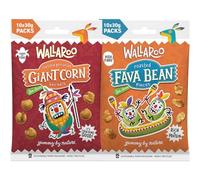 Wallaroo Roasted Giant Corn & Fava Bean Snack Bundle - Sea Salt | High Fibre, High Protein, Gluten Free, Vegan, Nut Free Snack | Corn Snacks, Broad Bean Snacks | Variety Multipack 20x30g