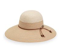Wallaroo Women's Marseille Sun Hat - Petite | UPF 50+, Wide Brim, Packable, Adjustable Drawstring Inside, White/Beige/Camel, M