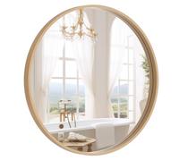WallBeyond 24 inch Round Wood Mirror for Bathroom, Wall Decor, Vanity, Entryway, Living Room (Natural)