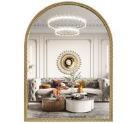 WallBeyond Gold Vintage Mirror for Vanity 22x30 Inch, Gold Antique Mirror with Ornate Beaded Frame for Bathroom, Living Room, Fireplace, Entryway