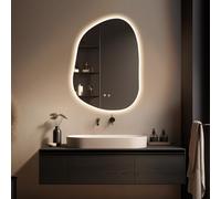 WallBeyond - LED Bathroom Mirror with Lights, 22" x 30" LED Vanity Mirror for Wall, Anti-Fog Mirror for Bathroom, 3 Colors & Dimmable Light, Horizontal/Vertical