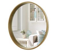 WallBeyond Round Mirror with Wood Frame, 28" Circle Modern Decoration Large Home Decor Mirror for Bathroom Living Room Bedroom Entryway (28" Diameter, Natural Wood)