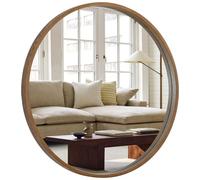 WallBeyond Round Wood Mirror, 32" Round Modern Decoration Large Circle Wall Mirror for Bathroom Living Room Bedroom Entryway, Walnut