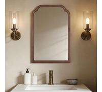 WallBeyond Wood Bathroom Mirrors for Wall Mounted, 20" x 30" Rustic Wood Frame Wall Mirrors Decorative for Living Room or Bedroom Vanity Mirror (Walnut)