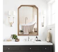 WallBeyond Wood Bathroom Mirrors for Wall Mounted, 24" x 36" Rustic Wood Frame Wall Mirrors Decorative for Living Room or Bedroom Vanity Mirror (Natural Color)