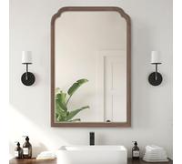 WallBeyond Wooden Framed Wall Mirror, Natural Wood Bathroom Vanity Mirror for Entryway, Living Room or Bedroom Home Decor Vertical or Horizontal Hanging [24" x 36" Walnut Color]