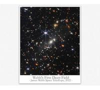 Wallbuddy 2022 Webb's First Deep Field Poster - Interstellar Poster Artwork Display for Kids Art | James Webb Space Telescope Outer Space Room Decor Great Gift for Kids Science Room (40cm x 50cm)