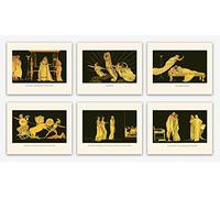 Wallbuddy Ancient Greek Mythology Artwork - Classic Illustrations of Ulysses and Penelope Set of 6 Collage Wall Art Homer Iliad & Odyssey Ancient Posters House Warming Gifts New Home (8 x 10)