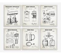 Wallbuddy Beer Brewing Set of 6 Beer Making Patent Prints Craft Beer Lover Gift (Unframed) (8 x 10)