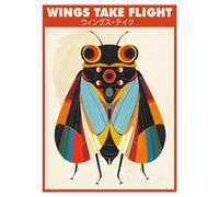 Wallbuddy Bold Geometric Insect Wall Art Print (40 x 50 cm, Unframed Print)