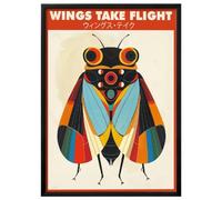 Wallbuddy Bold Geometric Insect Wall Art Print | (60 x 90 cm, Black Framed)