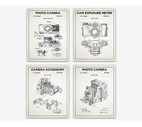 Wallbuddy Camera Set of 4 Patent Prints Photography Decor Photo Camera Posters (Unframed) (8 x 10)
