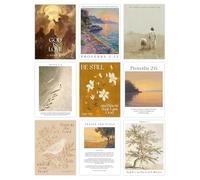 Wallbuddy Christian Scripture Wall Art Set of 9 Posters | Bible Verse Prints Faith Religious Decor | Spiritual Quotes Artwork | Psalms Proverbs Micah Philippians Golden Themed Unframed (8 x 10)